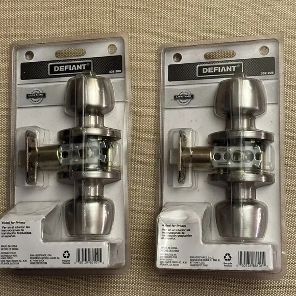 2 Packs - Defiant Brandywine Stainless Steel Bed And Bath Door Knob - 332-208 - Picture 2 of 4